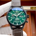 High Quality Replica IWC Pilots Spitfire Chronogaph Watch SS Green Dial